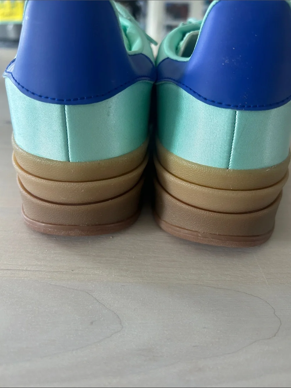 adidas Women’s Mint Green Sneakers with Blue Stripes